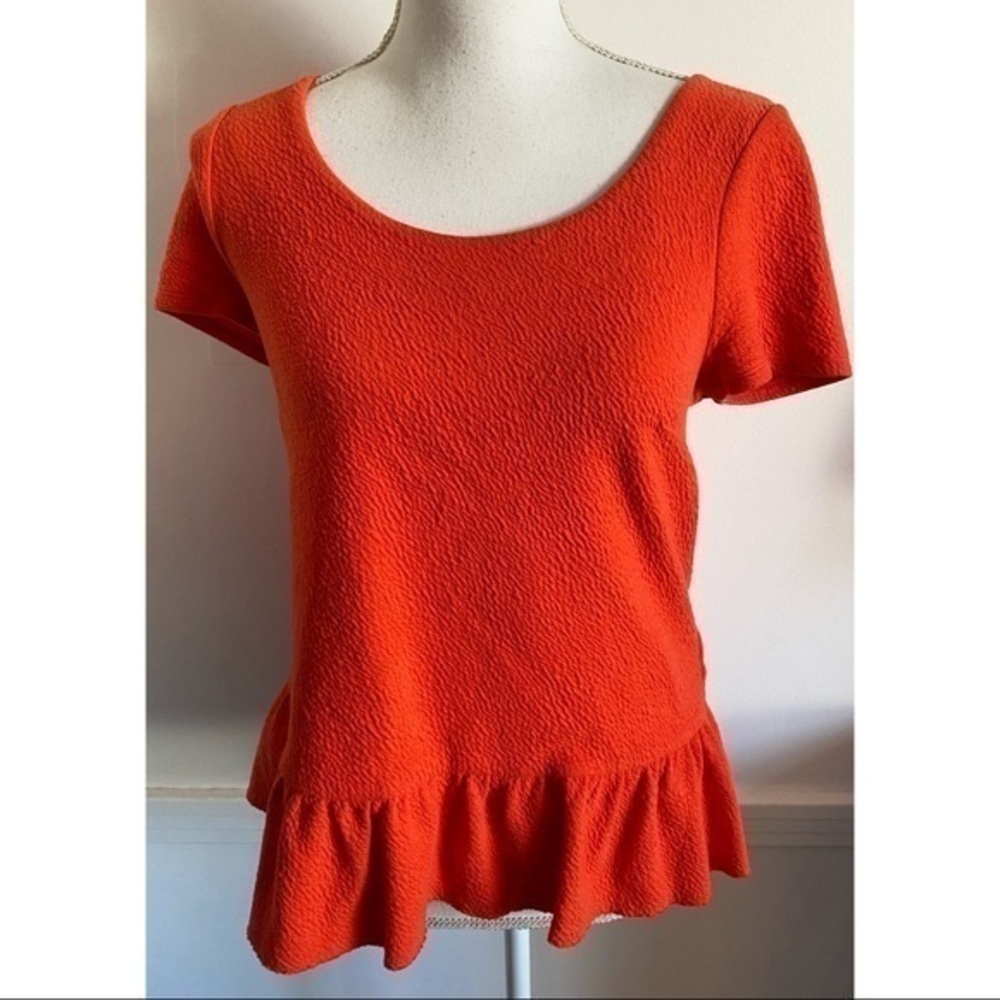 Anthropologie Postmark • Red Peplum Cascada Ruffle Back Top